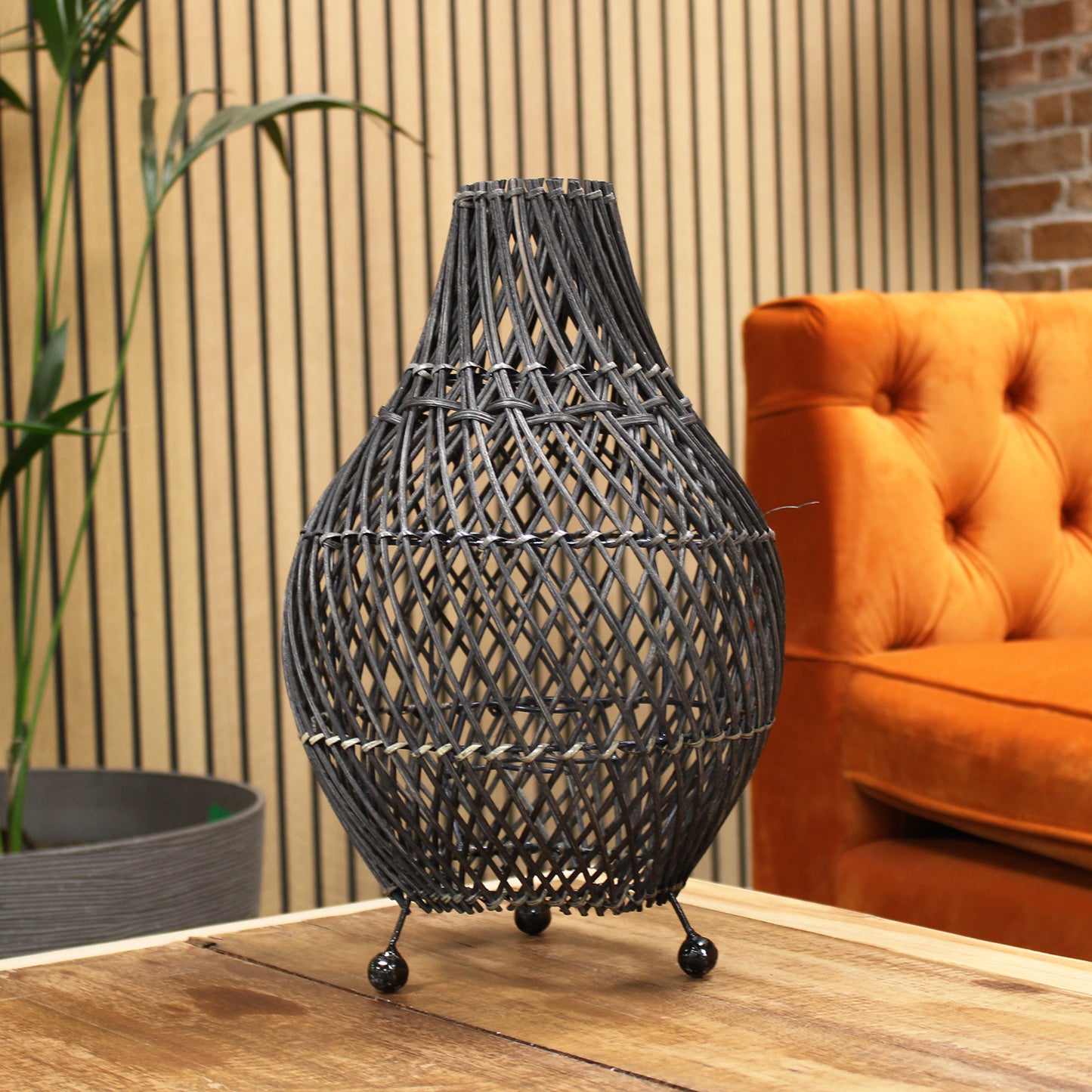 Rattan Indoor Table Lamp - Black