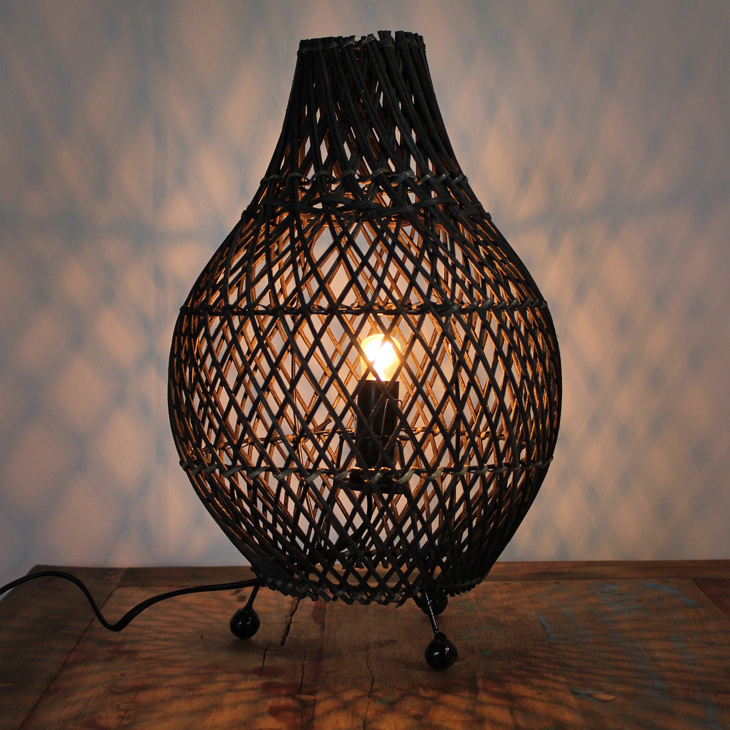 Rattan Indoor Table Lamp - Dark Brown