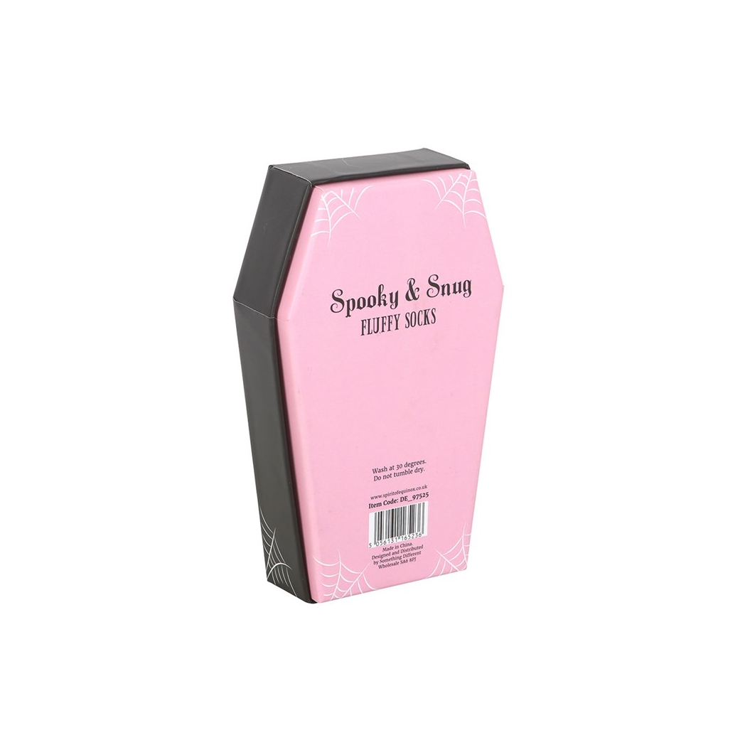 Pink and Black Striped Socks in Coffin Gift Box