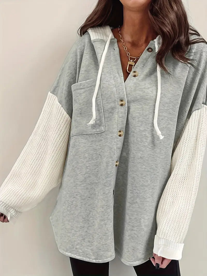 Casual Knit Long Sleeve Hooded Sweatshirt