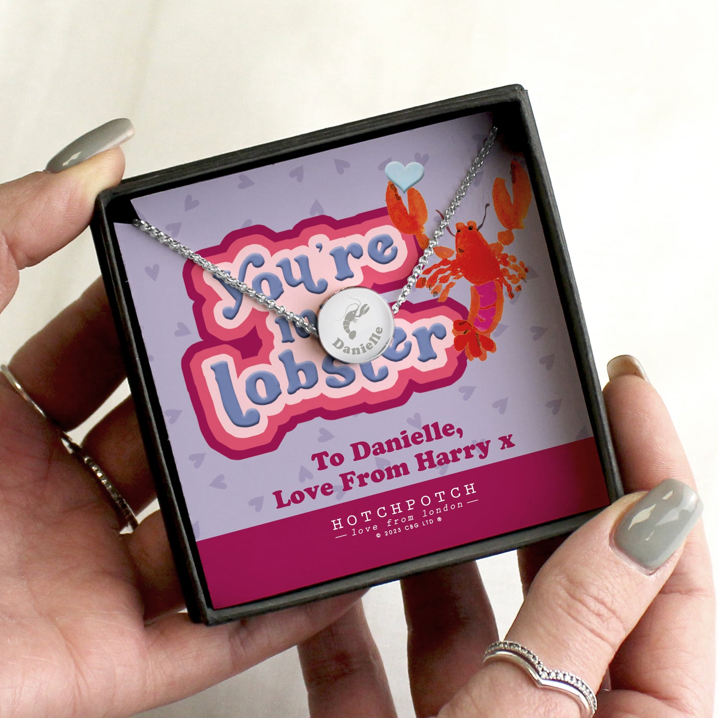 Personalised Youre My Lobster Sentiment Silver Tone Necklace and Box