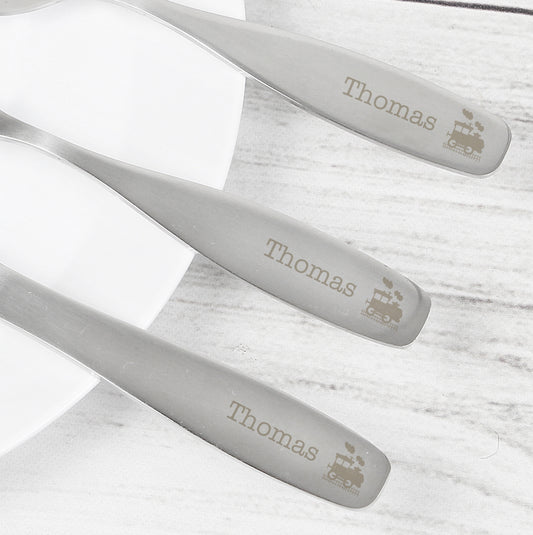 Personalised 3 Piece Train Cutlery Set