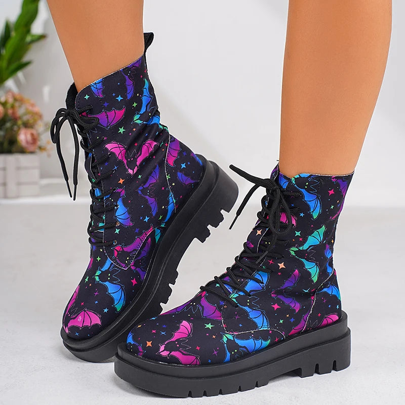 Women's Fashion Graffiti Printed Ankle Boots - LIMITED STOCK