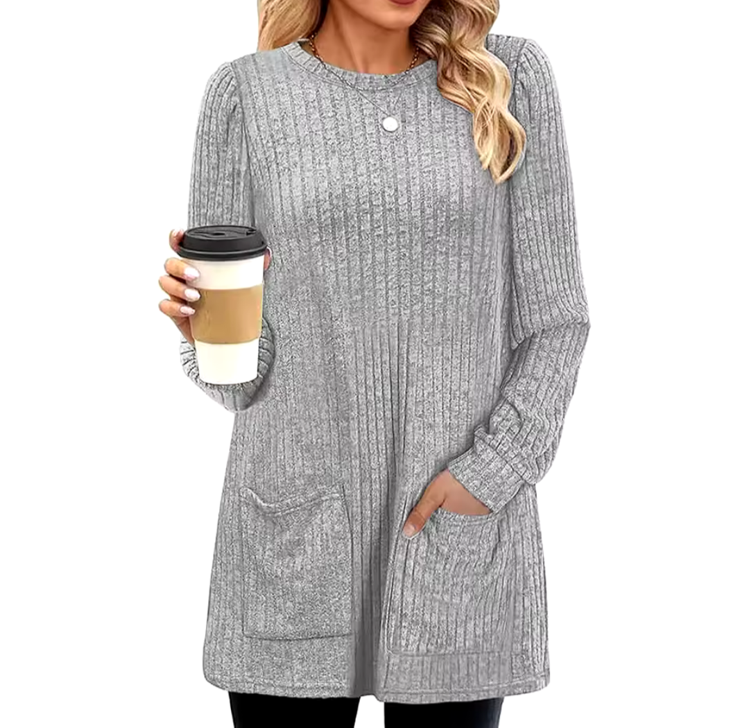 Mid Length Sweater With Pockets