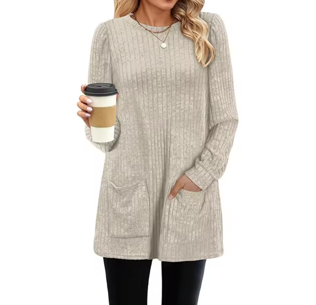 Mid Length Sweater With Pockets