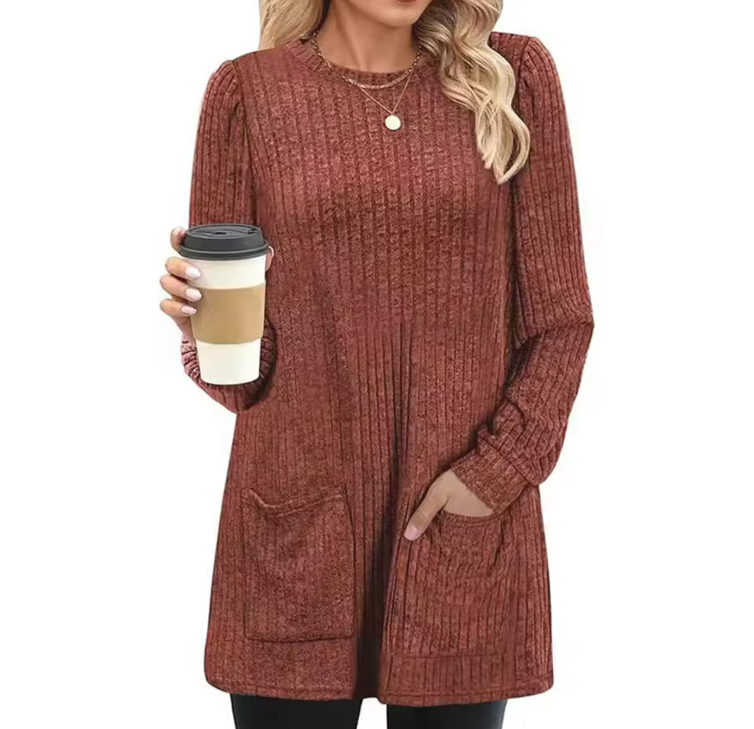 Mid Length Sweater With Pockets