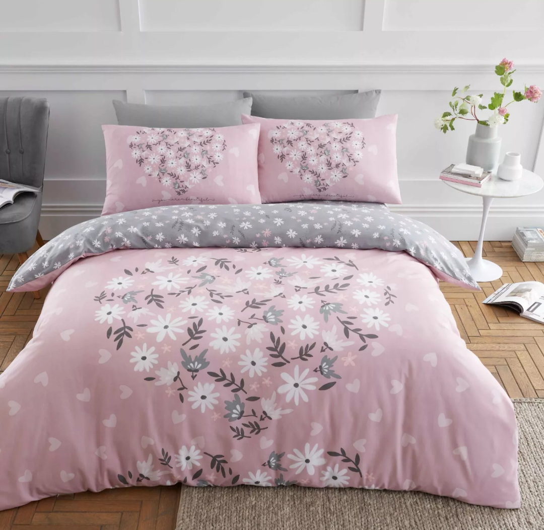 Pink Floral Reversible Duvet