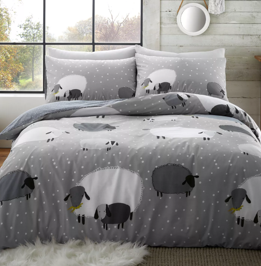 Sheep Design Grey Duvet Set