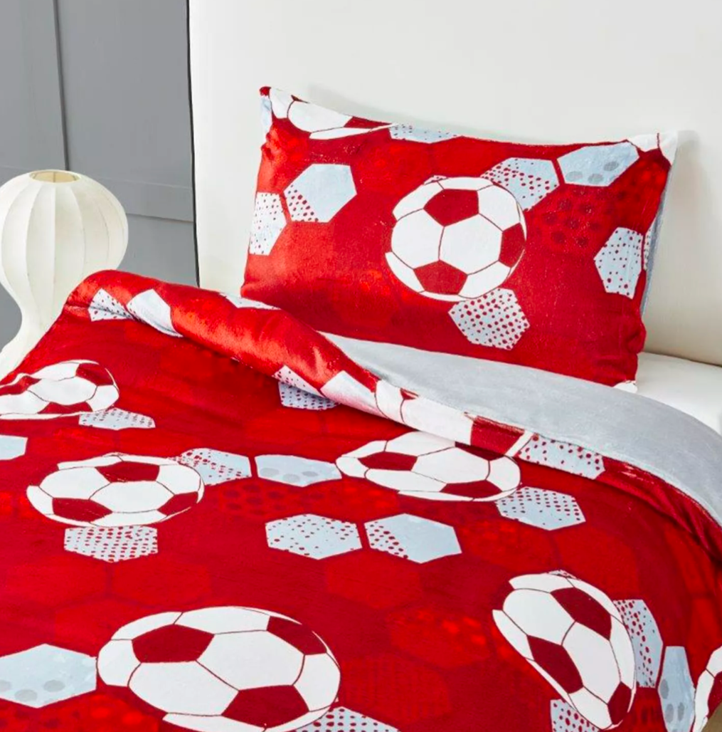 Teddy Fleece Football Design Duvet Set - Single