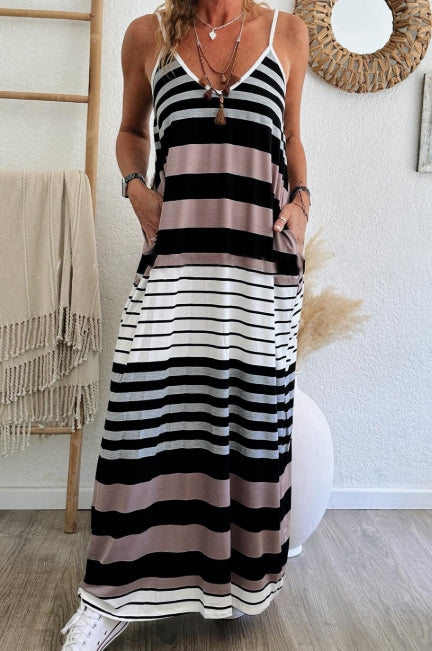 Multicolour Stripes Maxi Dress