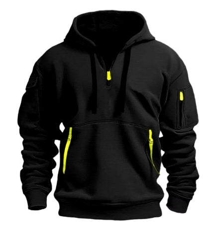 Plus Size Multi Pocket Zipper Fleece Hoodie