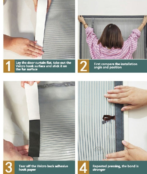 Insect Fly Mesh Door Curtain - Grey,