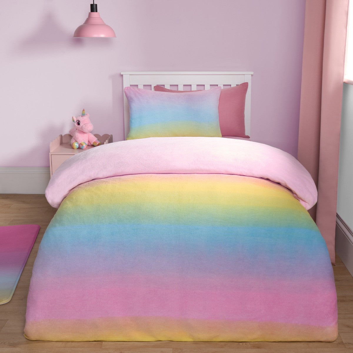 Rainbow Ombre Fleece Duvet Set - Single