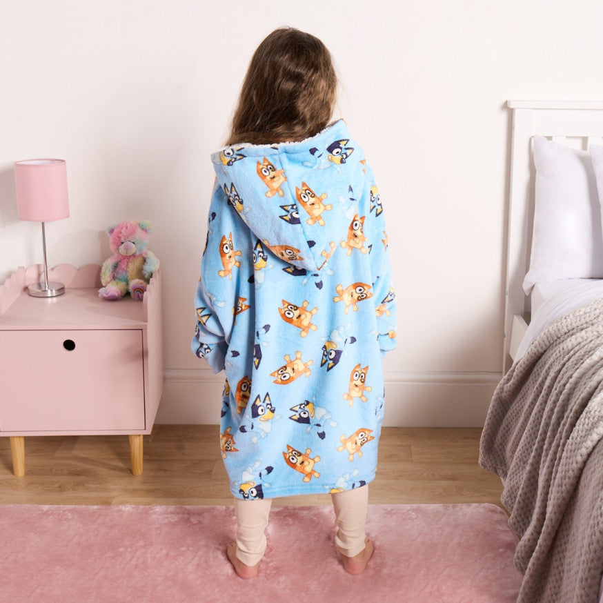 Kids Bluey Novelty Sherpa Hoodie Blanket