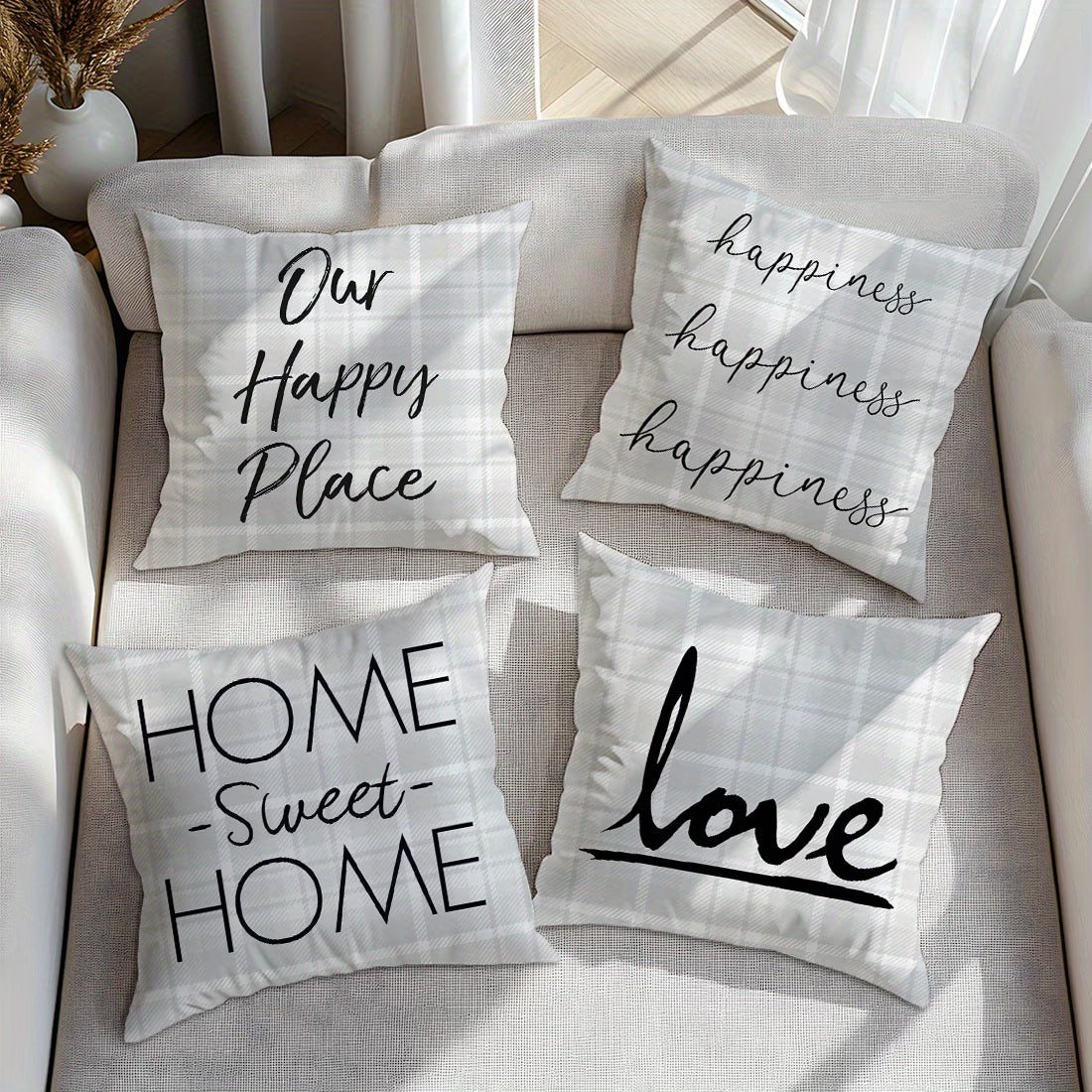 4pk Double-sided Printed Pillow Covers