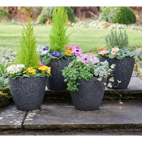 Pack of 4 Granite Look Planters