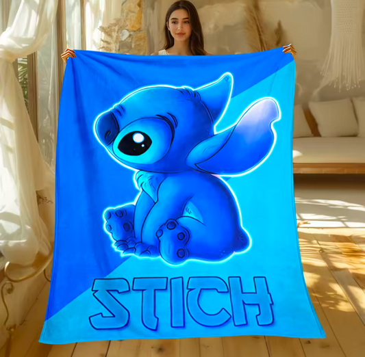 Large Blue Stitch Throw