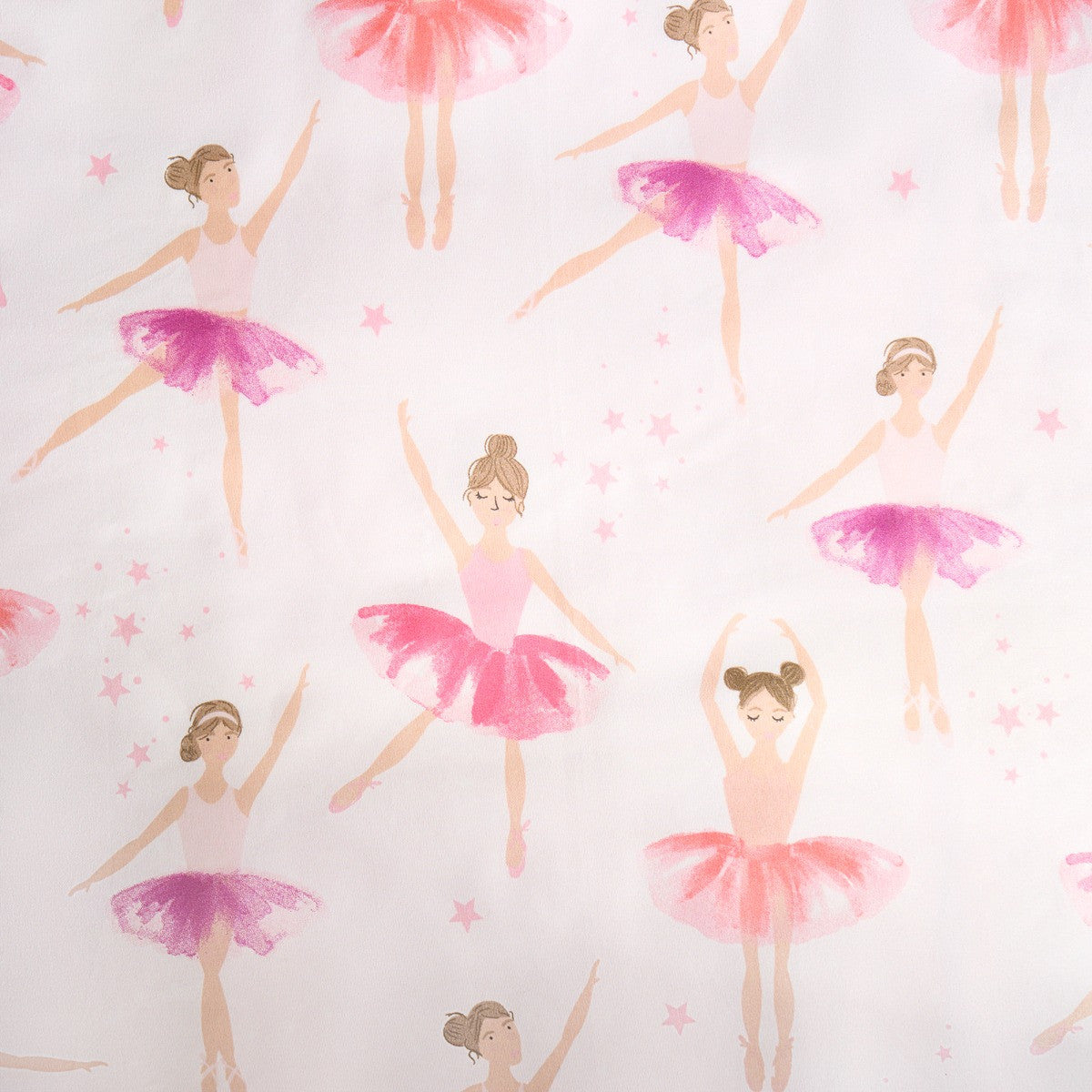 Kids Ballerina Print Reversible Duvet Cover Set - Pink/White