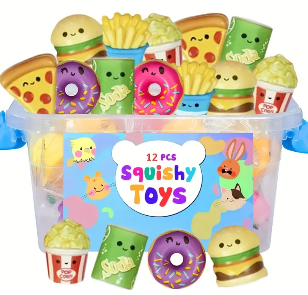 12Pc Mini Squishy Toy Tub
