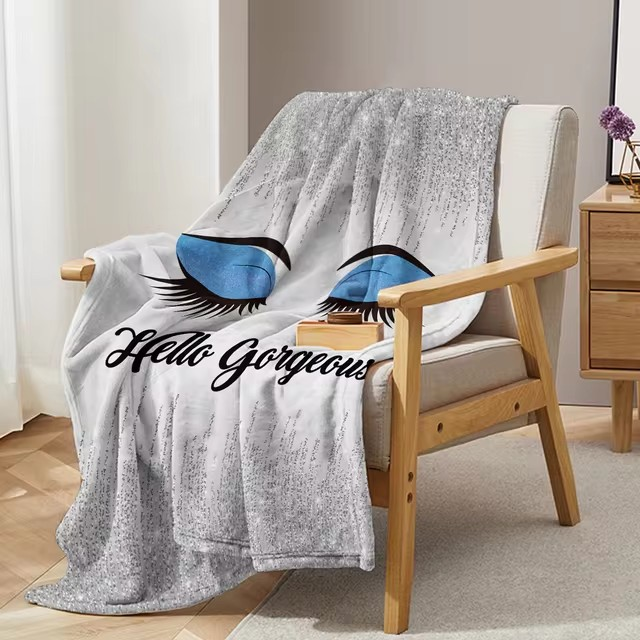 Water Blue Eyelashes Pattern Throw Blanket