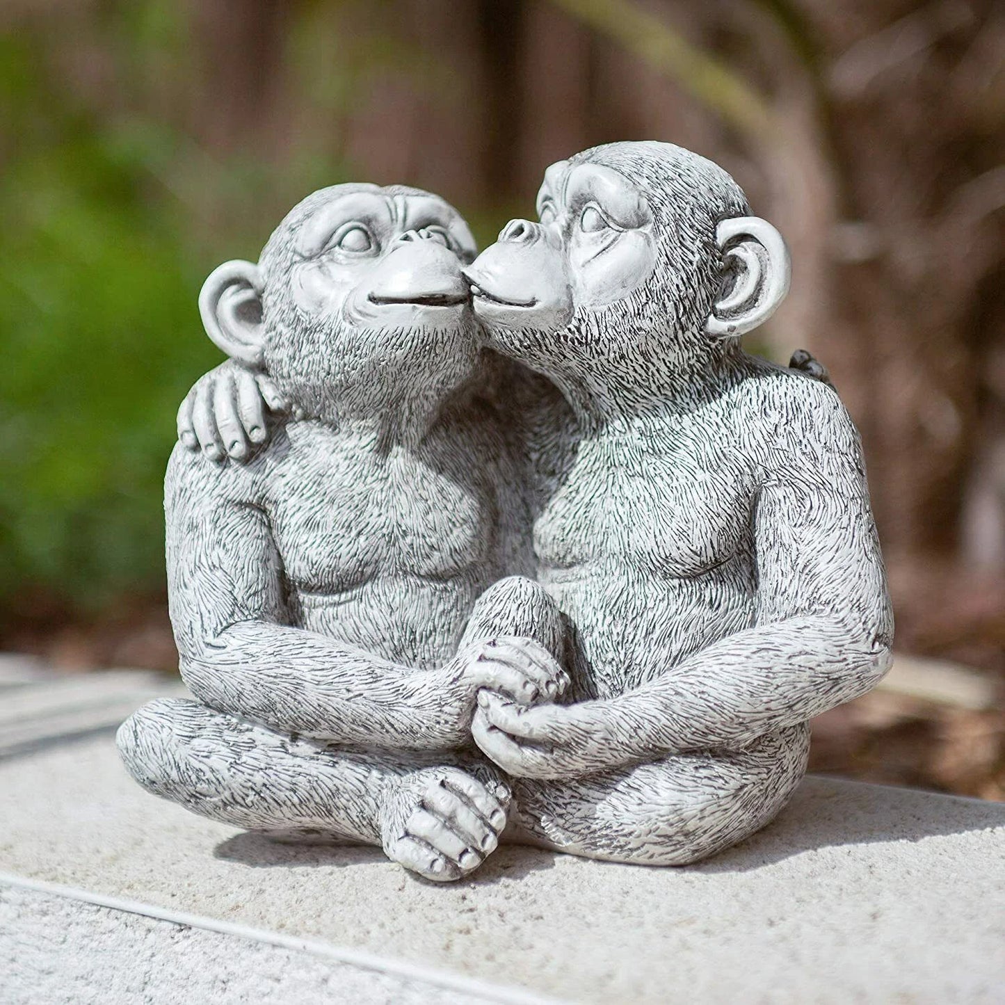 Kissing Monkeys Garden Ornament