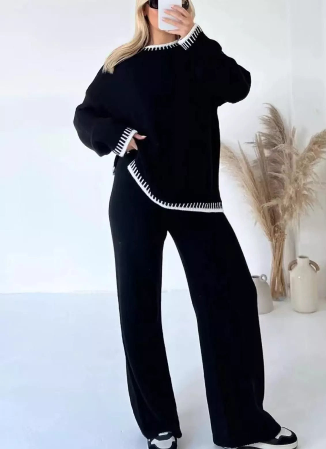 Stitched 2-Piece Knitted Lounge Comfort Co-Ord Set