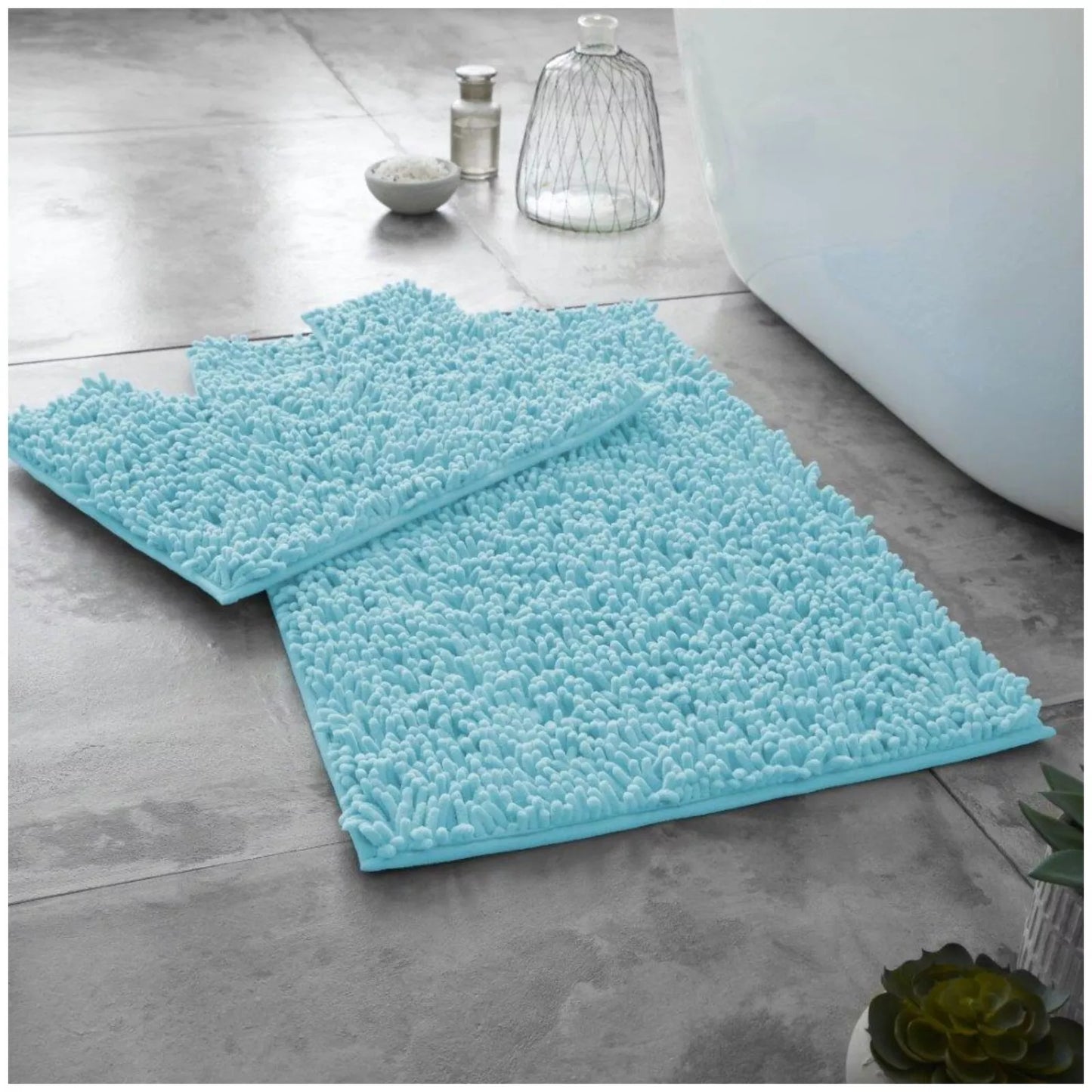 2 PC Memory Loop Bath Mat Pedestal Set