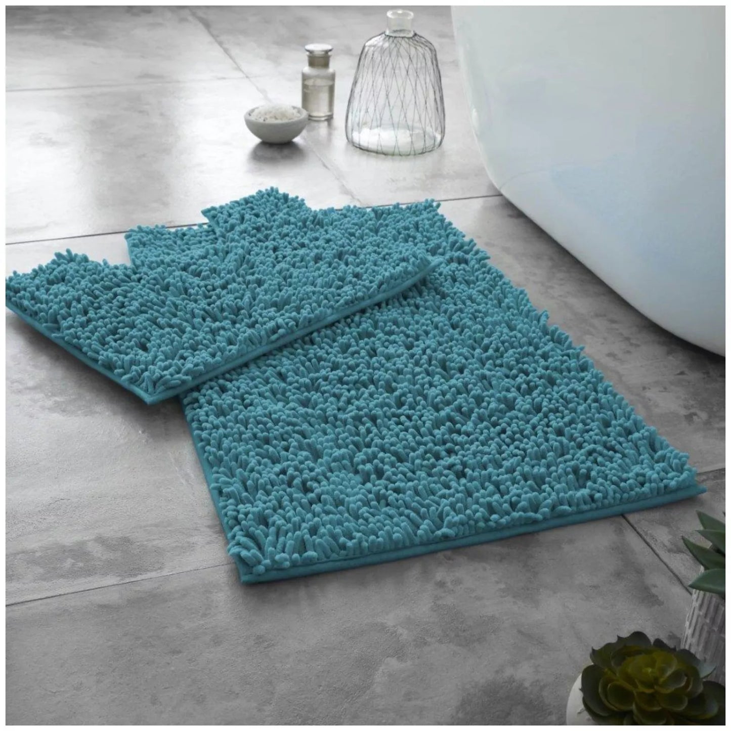 2 PC Memory Loop Bath Mat Pedestal Set