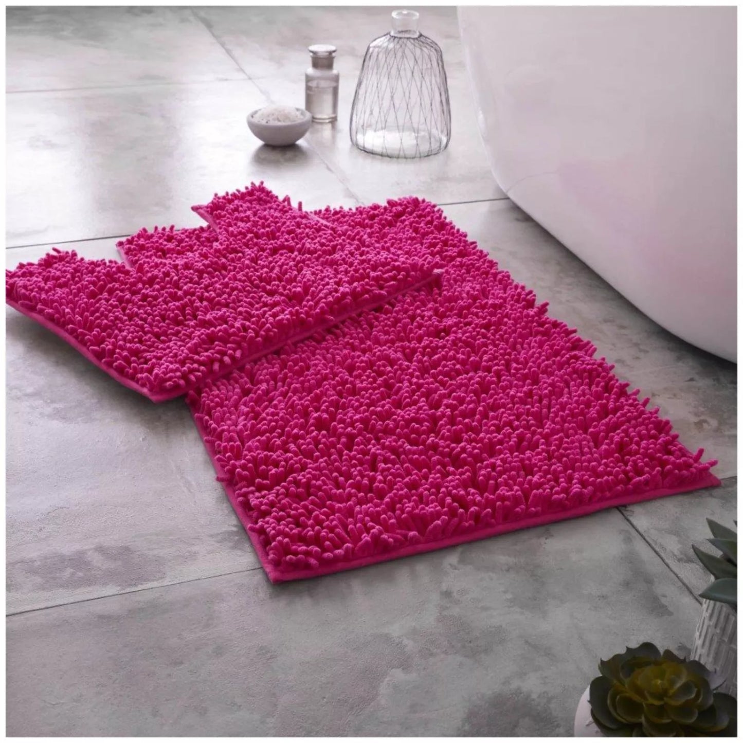 2 PC Memory Loop Bath Mat Pedestal Set