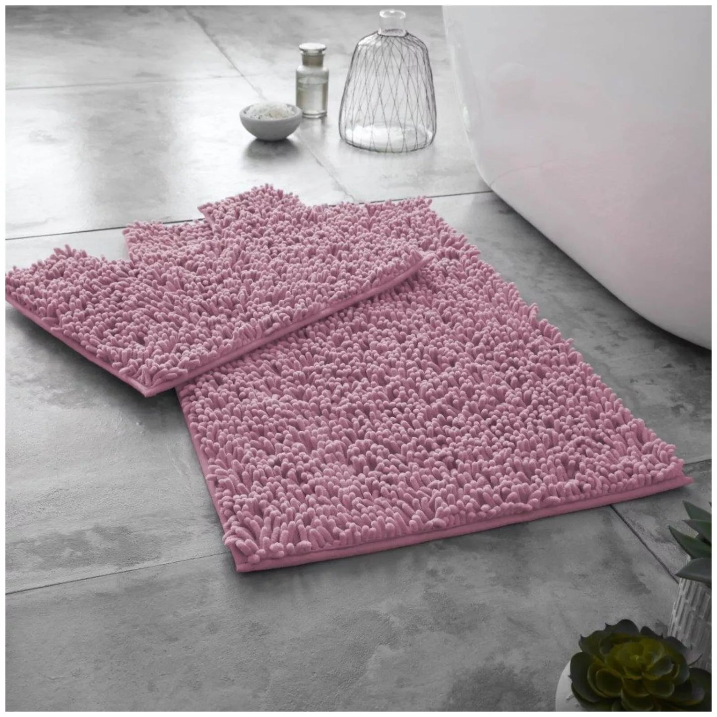 2 PC Memory Loop Bath Mat Pedestal Set