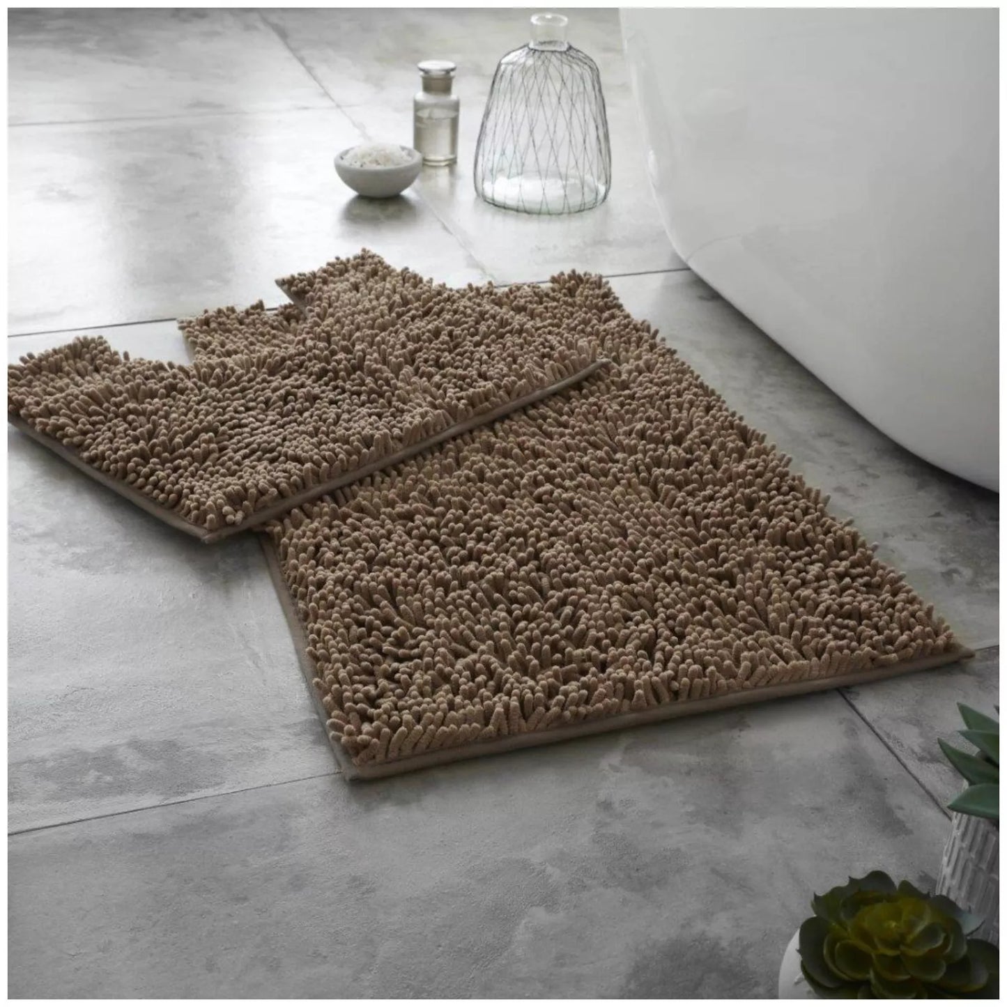 2 PC Memory Loop Bath Mat Pedestal Set