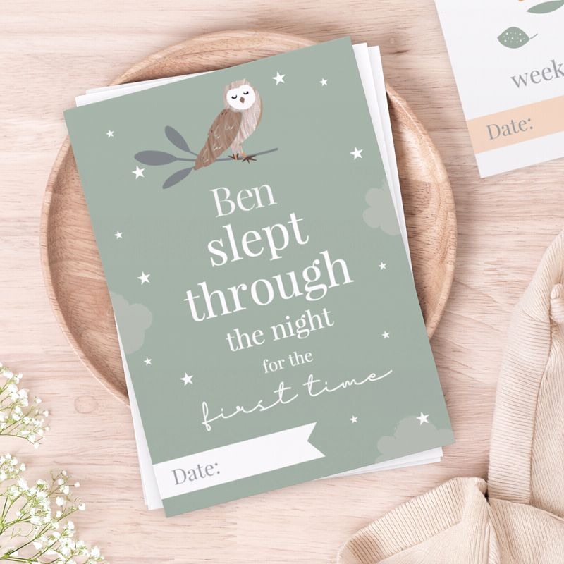 Personalised Woodland Animals Baby Milestone Cards