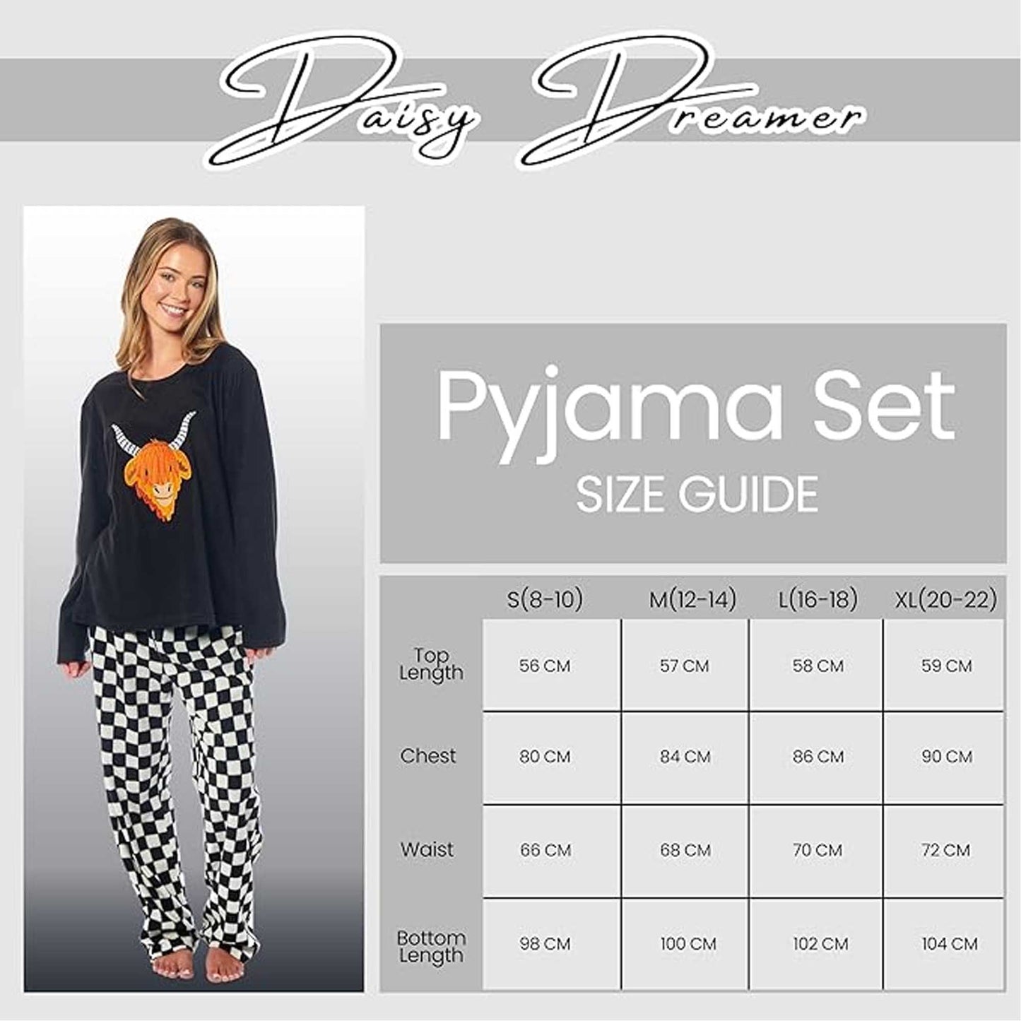 Women's Highland Cow Thermal Fleece Pyjamas Set