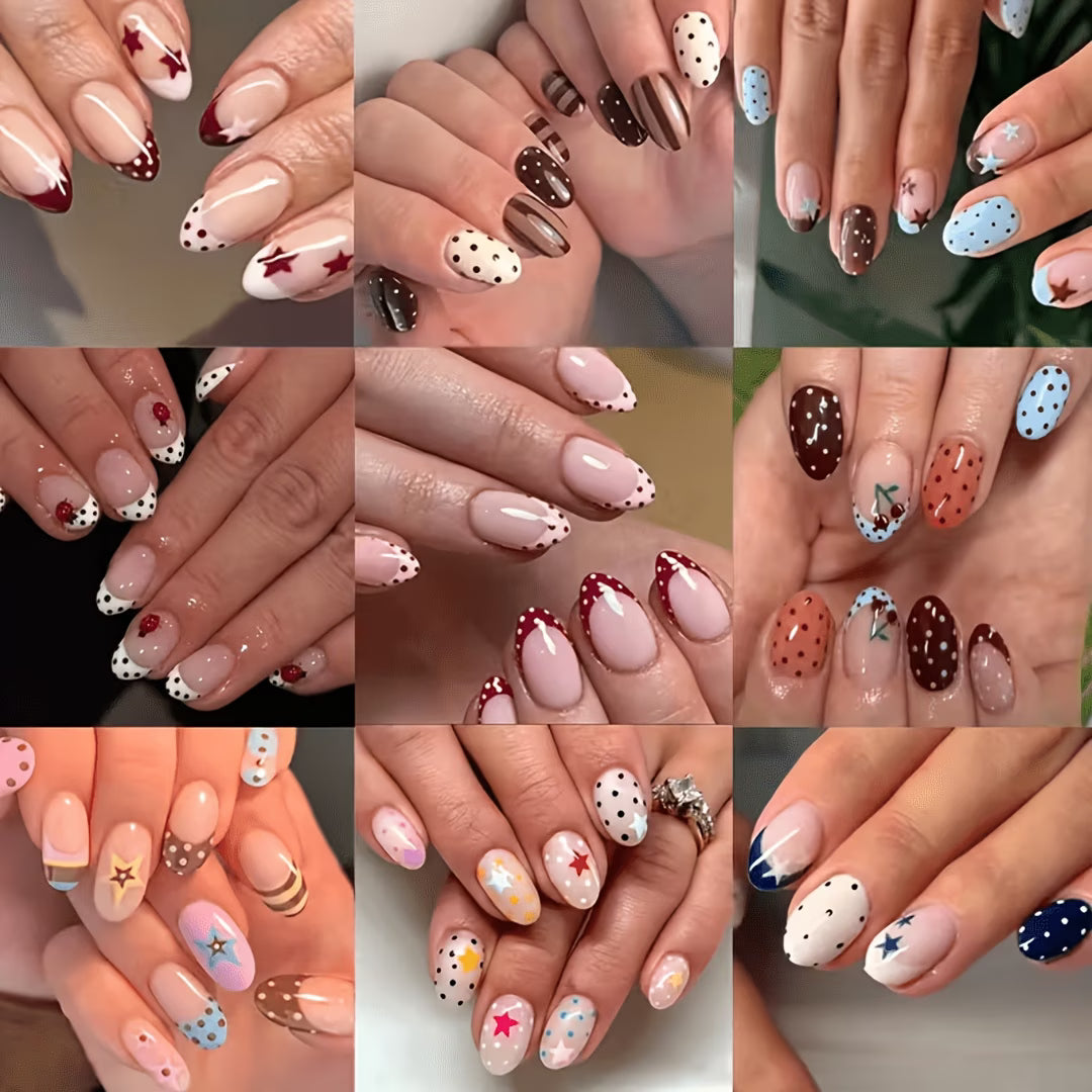 Set of 216 Short Oval Press-On Nails