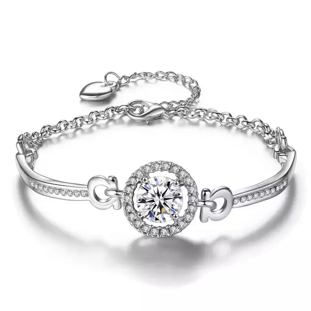 Women's Silver Halo Elegant Crystal Bracelet