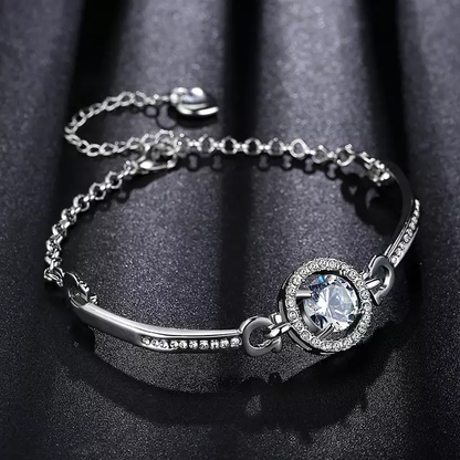 Women's Silver Halo Elegant Crystal Bracelet