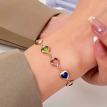 Prismatic Heart Crystal Bracelet – Radiant Multicolor Sparkle