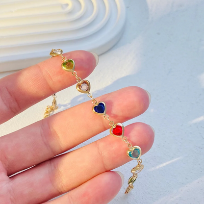 Prismatic Heart Crystal Bracelet – Radiant Multicolor Sparkle