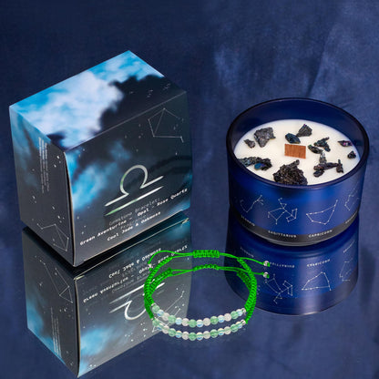 Zodiac Crystal Candle with Gemstone Bracelet