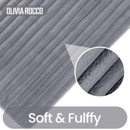 2 Piece Ribbed Bath Mat Set in Charcoal
