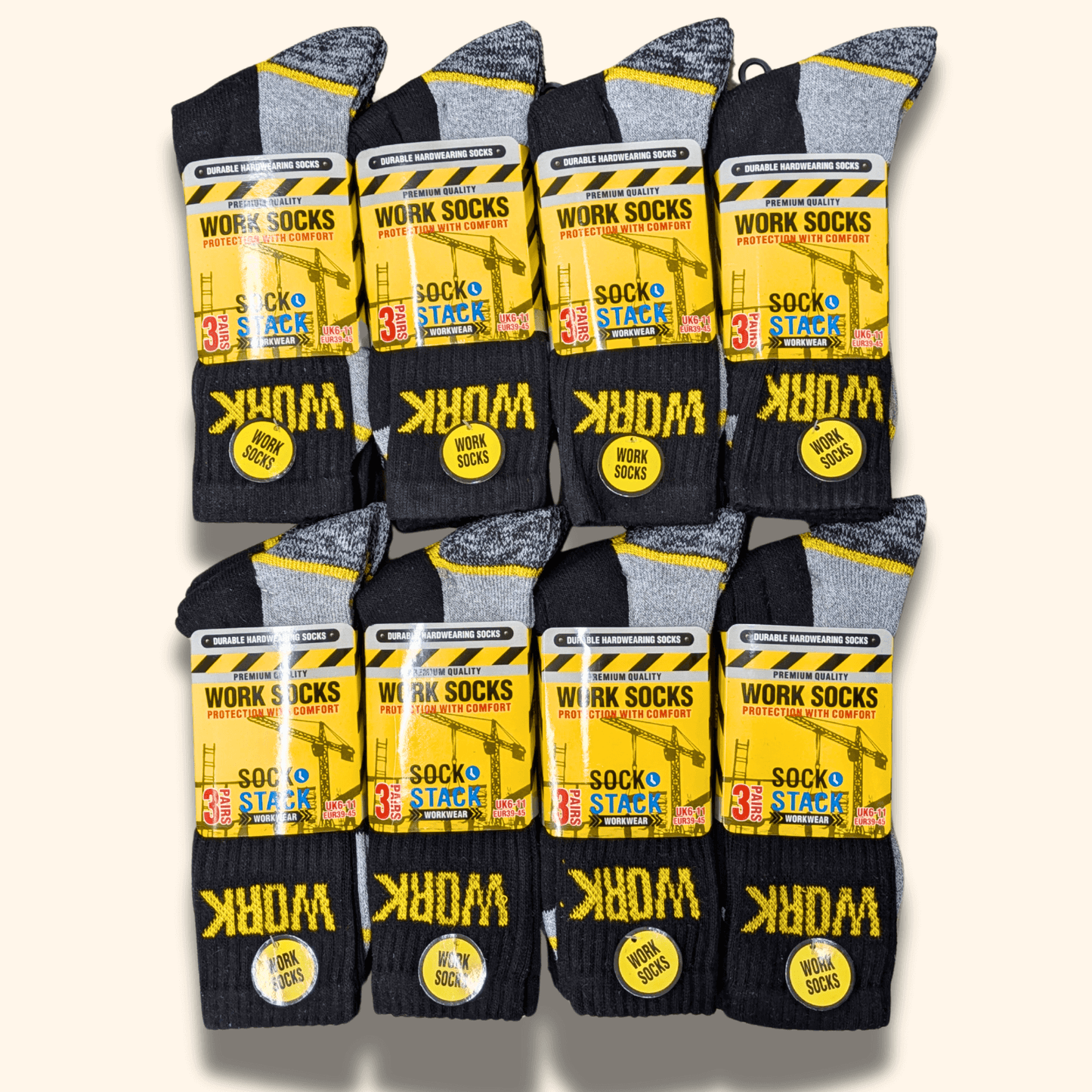 24 Pairs Mens Heavy Duty Work Socks Sizes UK 6-11 EUR 39-45