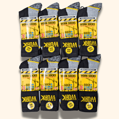24 Pairs Mens Heavy Duty Work Socks Sizes UK 6-11 EUR 39-45