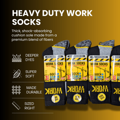 24 Pairs Mens Heavy Duty Work Socks Sizes UK 6-11 EUR 39-45