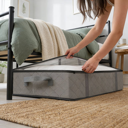 95 Litre Under Bed Storage Bags with Lid - Grey - Pack of 5