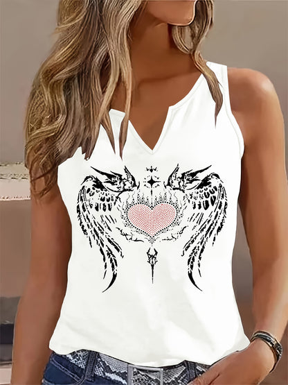 Womens Heart and Angel Wings Tank Top