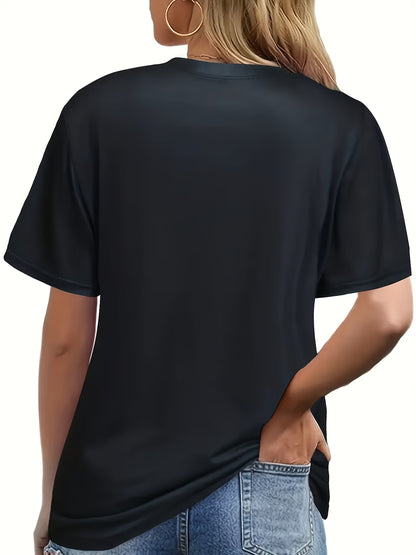 Angel Wing Print Round Neck Short Sleeve T-Shirt