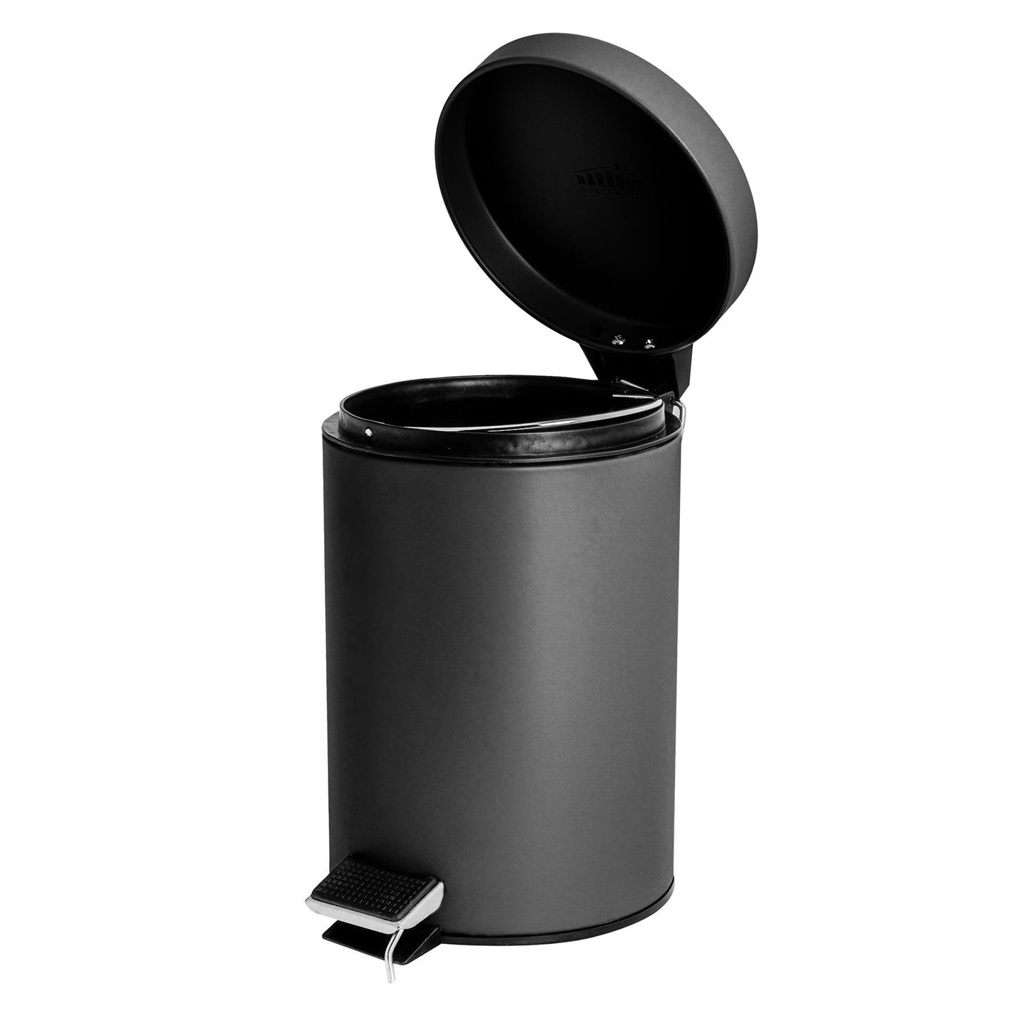 Matt Black Round Stainless Steel Toilet Brush & Bin Set