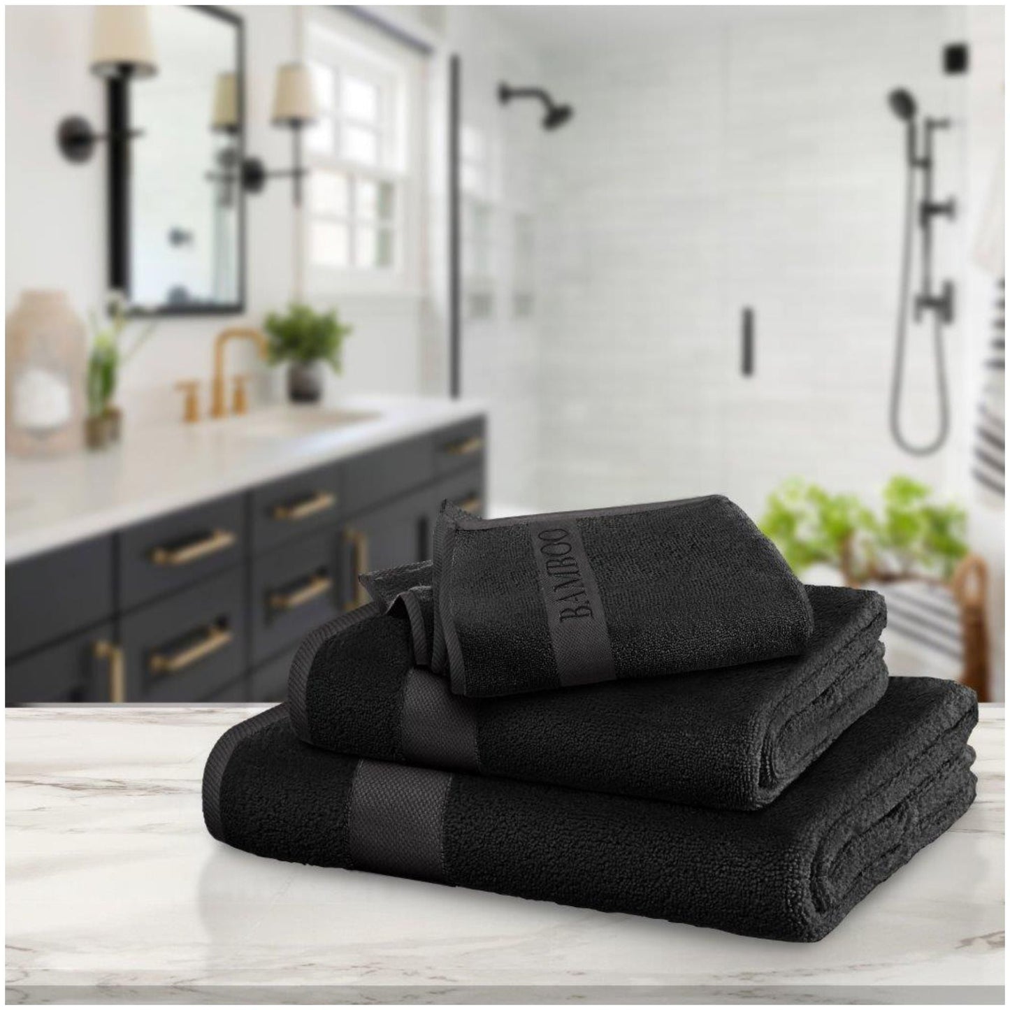 2x Bamboo Bath Towels