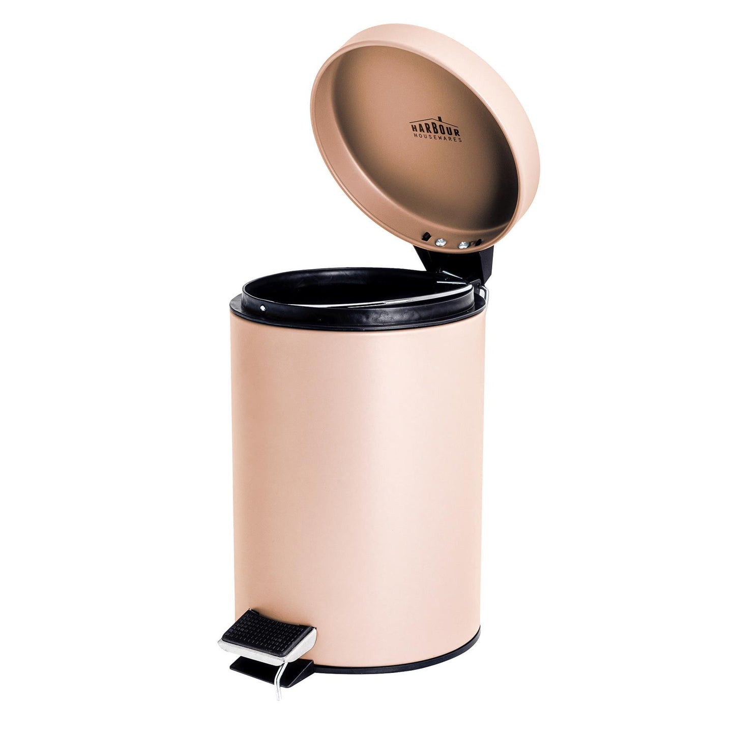 Matt Pink Round Stainless Steel Toilet Brush & Bin Set