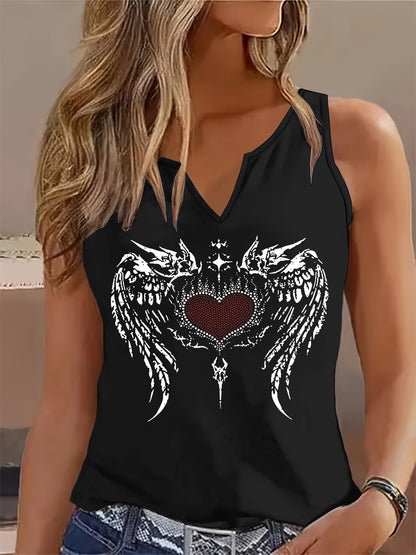 Womens Heart and Angel Wings Tank Top